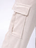 Men's White Baggy Textured Mid-Rise Cargos