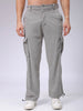 Men's Grey Baggy Textured Mid-Rise Cargos