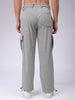 Men's Grey Baggy Textured Mid-Rise Cargos