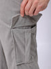 Men's Grey Baggy Textured Mid-Rise Cargos