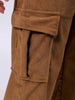 Men's Brown Baggy Textured Mid-Rise Cargos