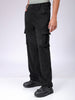 Men's Black Baggy Textured Mid-Rise Cargos