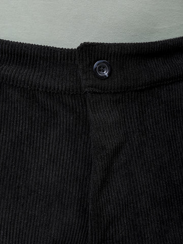 Men's Black Baggy Textured Mid-Rise Cargos