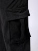 Men's Black Baggy Textured Mid-Rise Cargos