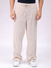 Men's White Relaxed Fit Knitted Corduroy Jogger Trousers