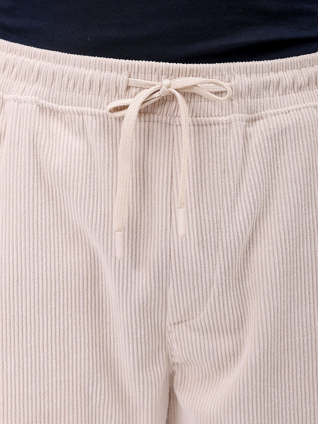 Men's White Relaxed Fit Knitted Corduroy Jogger Trousers