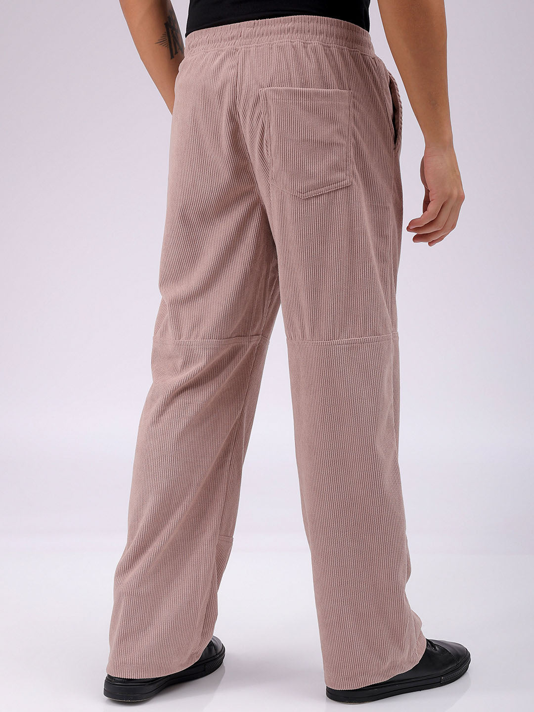 Men's Purple Relaxed Fit Knitted Corduroy Jogger Trousers