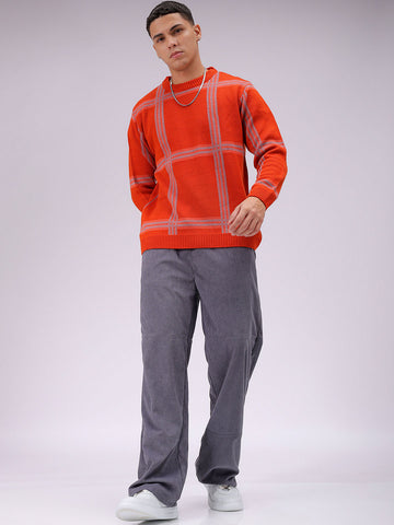 Men's Grey Relaxed Fit Knitted Corduroy Jogger Trousers