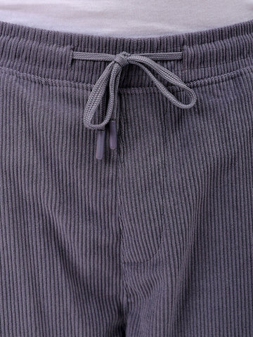 Men's Grey Relaxed Fit Knitted Corduroy Jogger Trousers