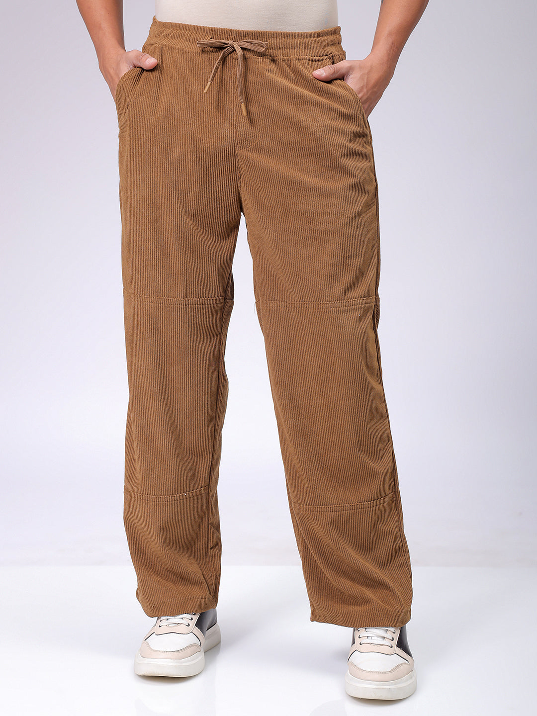 Men's Brown Relaxed Fit Solid Streetwear Jogger Trouser