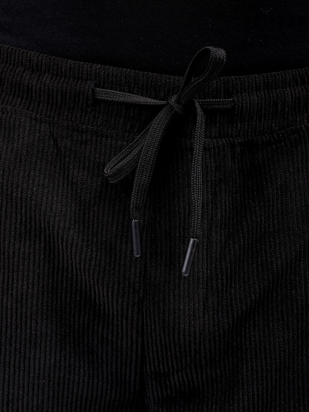 Men's Black Relaxed Fit Knitted Corduroy Jogger Trousers