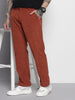 Men's Rust Regular Fit Textured Casual Trouser