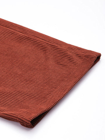 Men's Rust Regular Fit Textured Casual Trouser