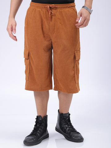 Men's Brown Loose Textured Utility Cargo Shorts – TIGC
