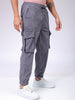 Men's Grey Loose Fit Textured Streetwear Jogger Trouser