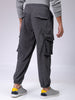 Men's Grey Loose Fit Textured Streetwear Jogger Trouser