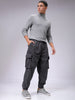 Men's Grey Loose Fit Textured Streetwear Jogger Trouser