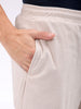 Men's White Baggy Tapered Fit Knitted Corduroy Jogger Trousers