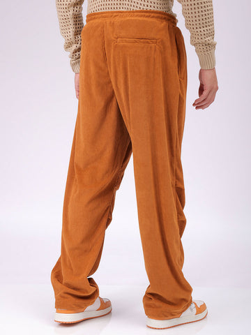 Men's Tan Baggy Fit Textured Athletic  Jogger