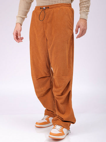 Men's Tan Baggy Fit Textured Athletic  Jogger