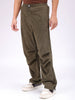 Men's Dark Olive Baggy Fit Textured Athletic  Jogger