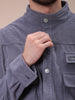 Men's Grey Relaxed Fit Knitted Corduroy Utility Jacket