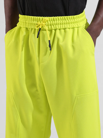Men Cyber Lime Wide Leg Fit  Solid Trouser