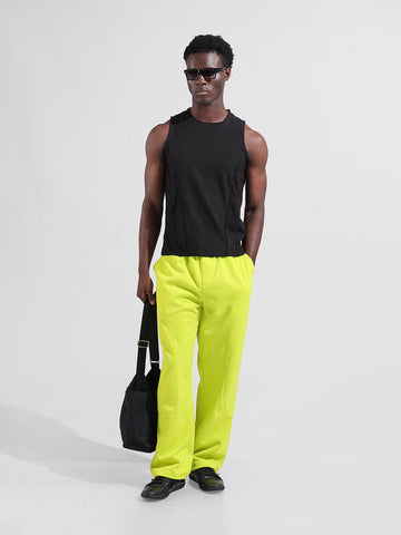 Men Cyber Lime Wide Leg Fit  Solid Trouser