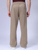 Men's Beige Loose Wide Leg Solid Mid-Rise Elasticated Utility Cargo Joggers