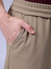 Men's Beige Loose Wide Leg Solid Mid-Rise Elasticated Utility Cargo Joggers