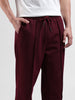 Men Burgundy Loose Fit  Solid Joggers