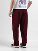 Men Burgundy Loose Fit  Solid Joggers