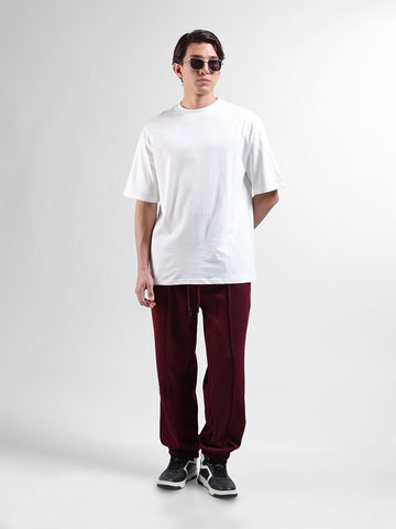 Men Burgundy Loose Fit  Solid Joggers