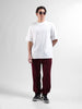 Men Burgundy Loose Fit  Solid Joggers