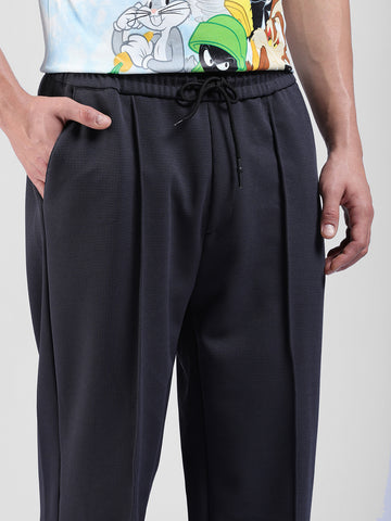 Men Black Grey Loose Fit  Solid Joggers