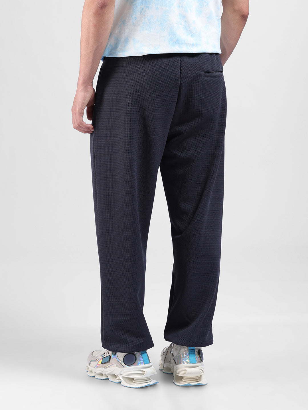 Men Black Grey Loose Fit  Solid Joggers