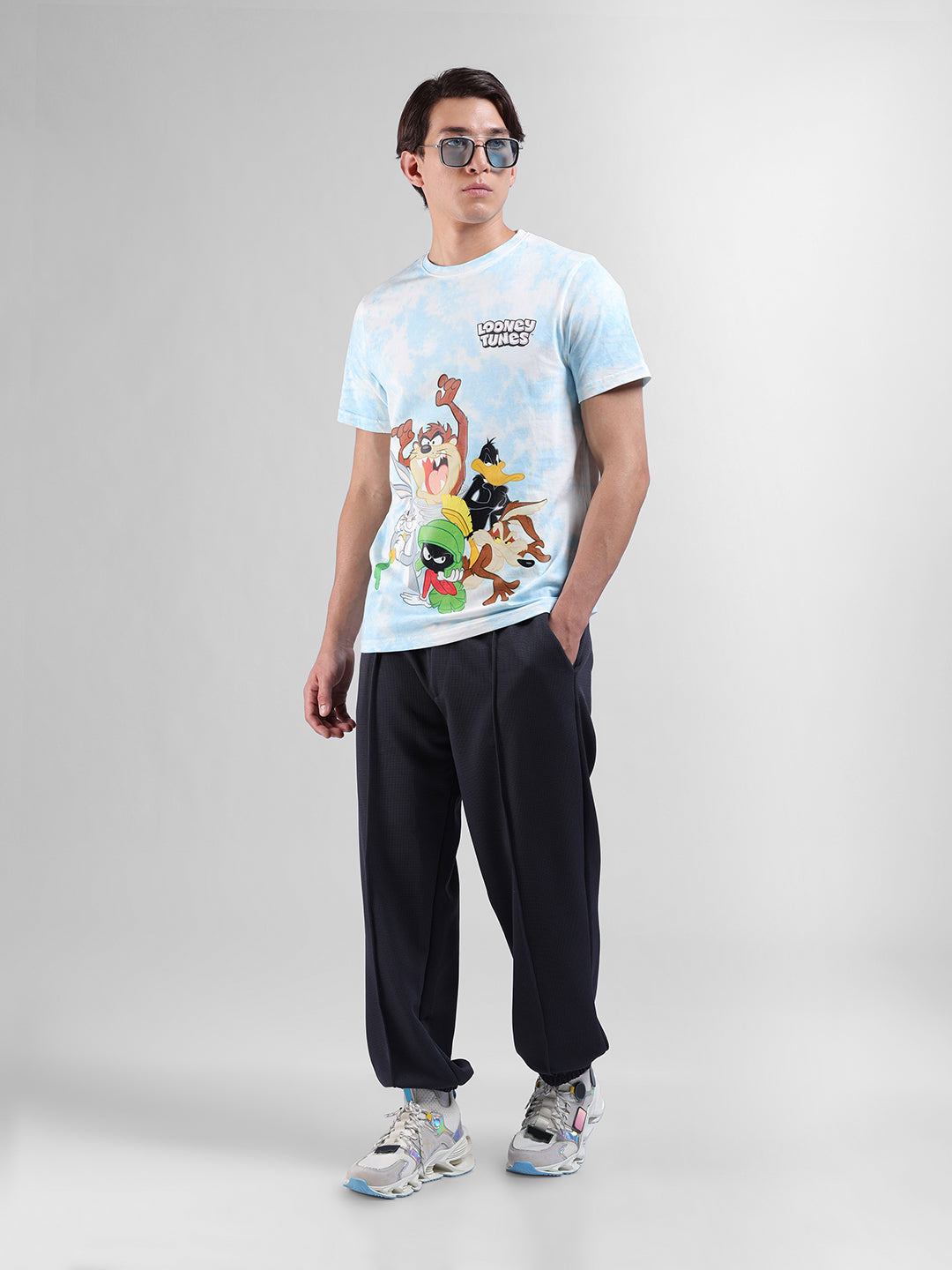 Men Black Grey Loose Fit  Solid Joggers