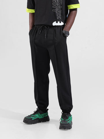Men Black Loose Fit  Solid Joggers
