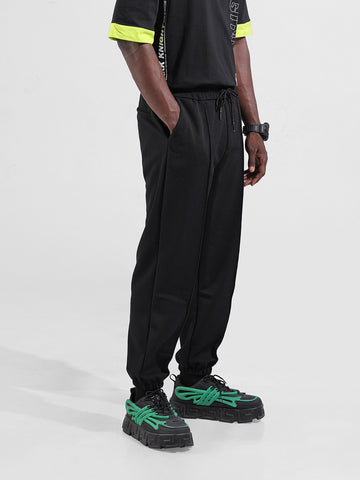 Men Black Loose Fit  Solid Joggers