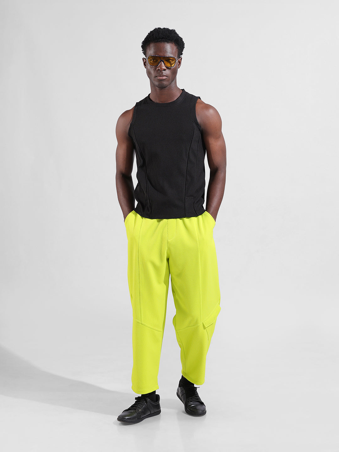 Men's Yellow Relaxed Fit Sports Joggers