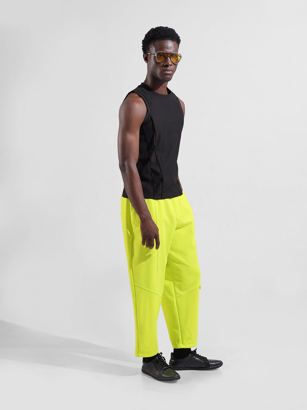 Men's Yellow Relaxed Fit Sports Joggers