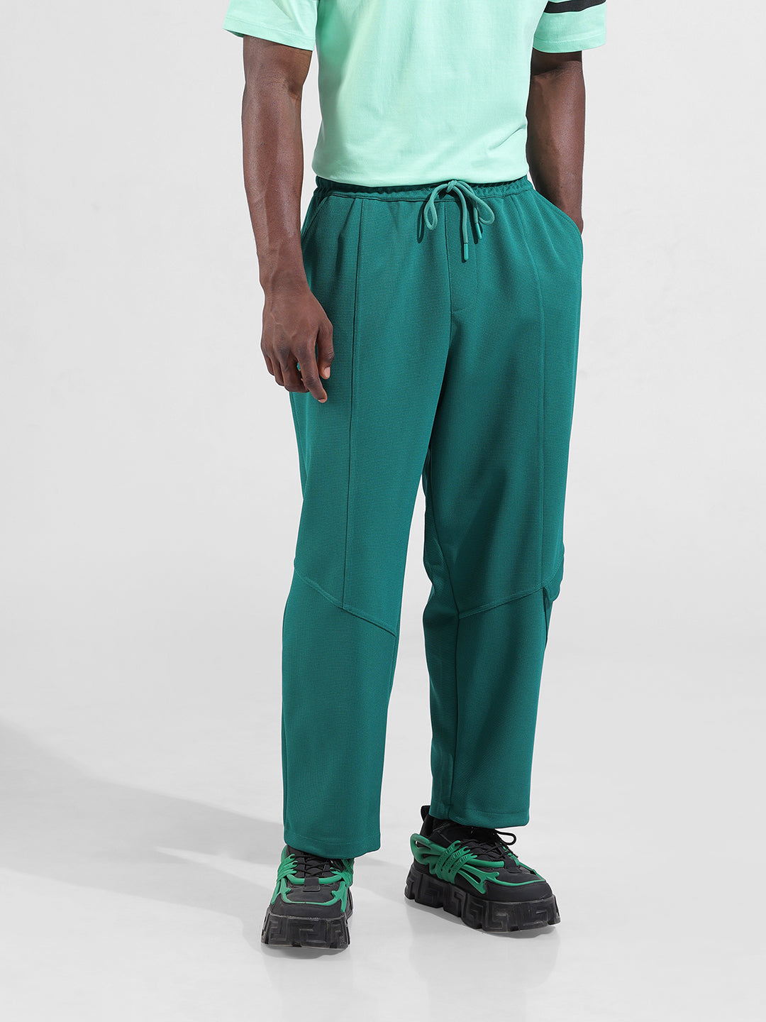 Men's Green Relaxed Fit Sports Joggers