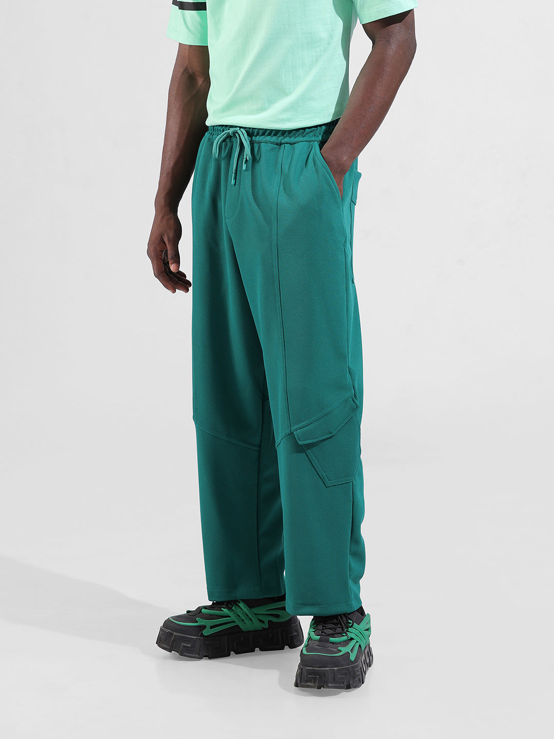 Men's Green Relaxed Fit Sports Joggers