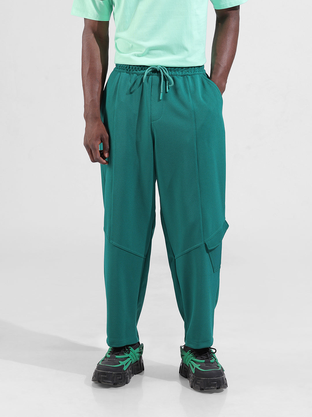 Men's Green Relaxed Fit Sports Joggers