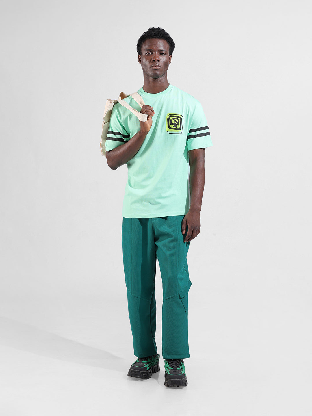 Men's Green Relaxed Fit Sports Joggers