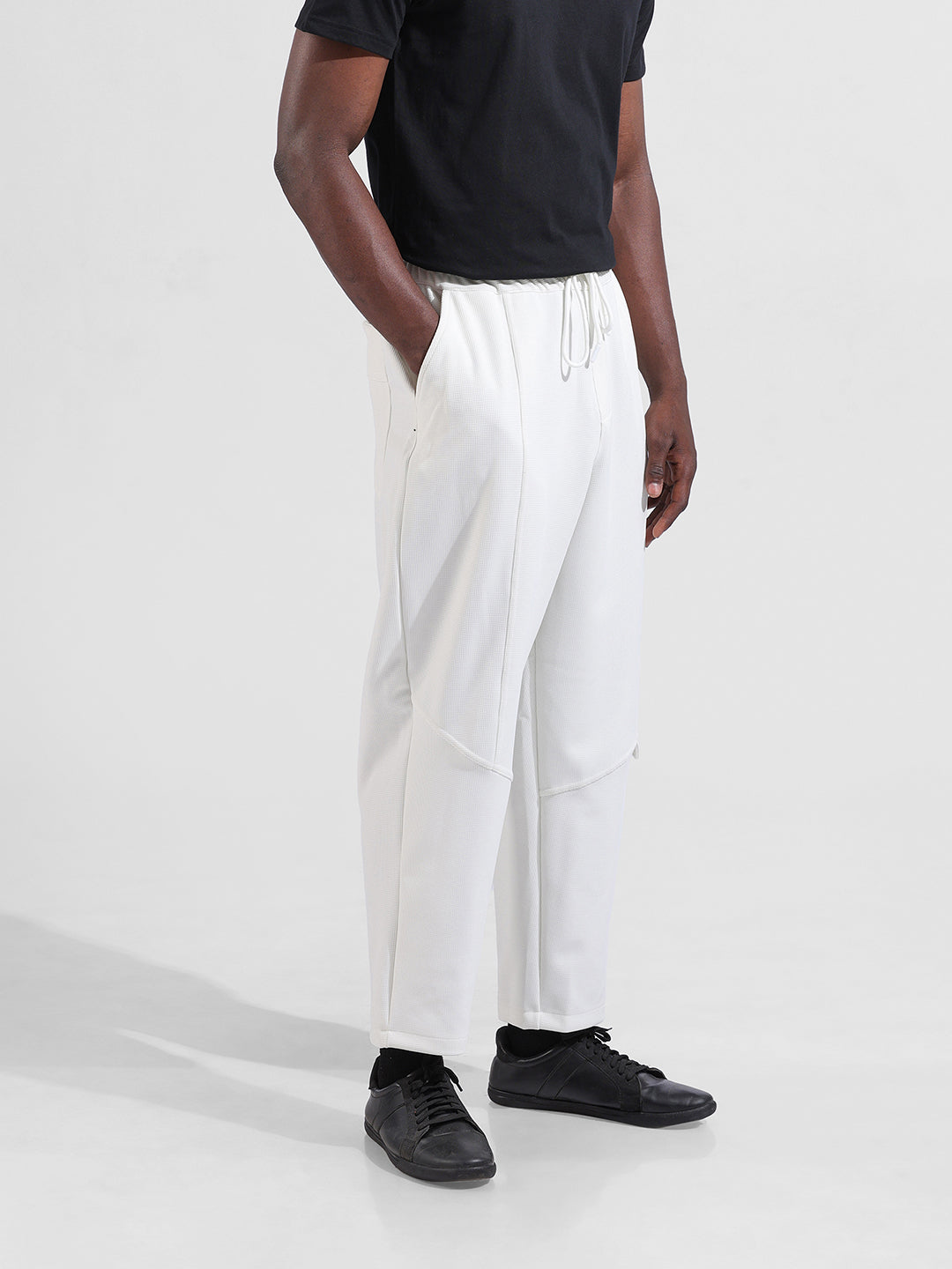 Men's White Relaxed Fit Sports Joggers