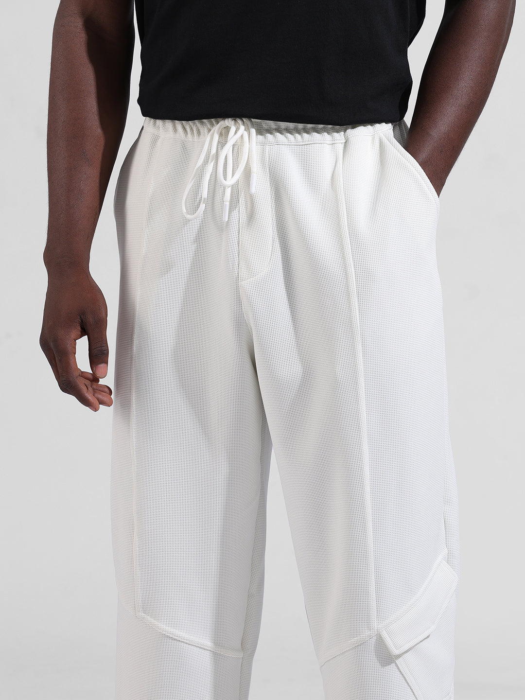 Men's White Relaxed Fit Sports Joggers