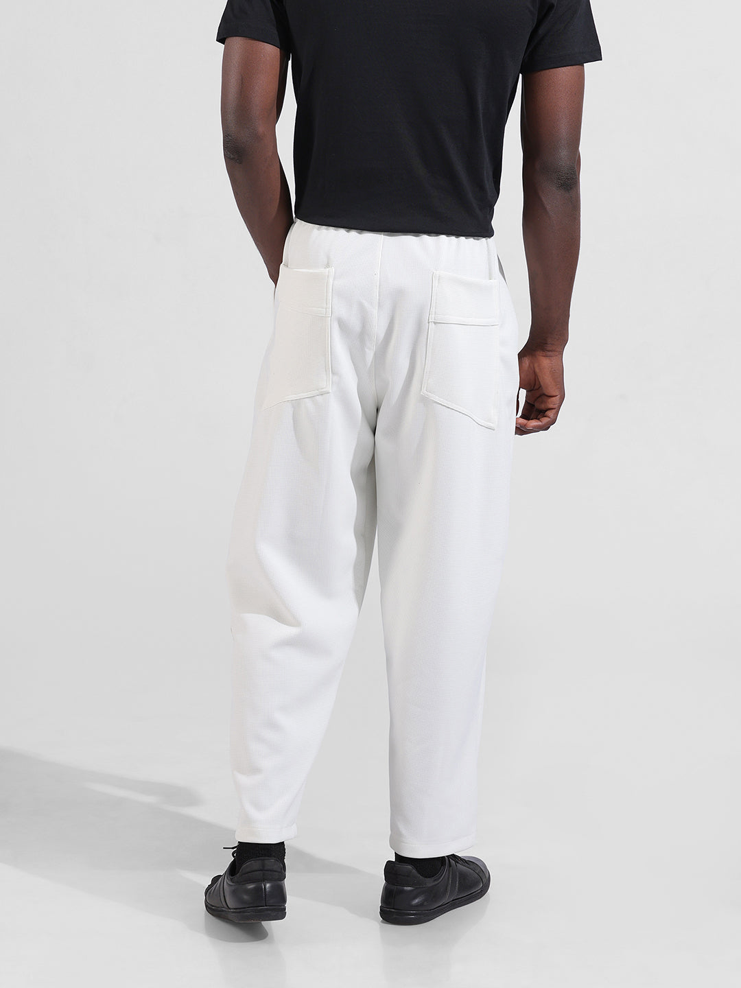 Men's White Relaxed Fit Sports Joggers
