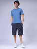Men's Blue Relaxed Fit Textured Shorts