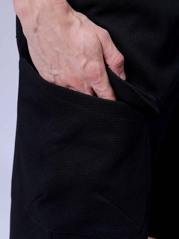 Men's Black Relaxed Fit Textured Shorts